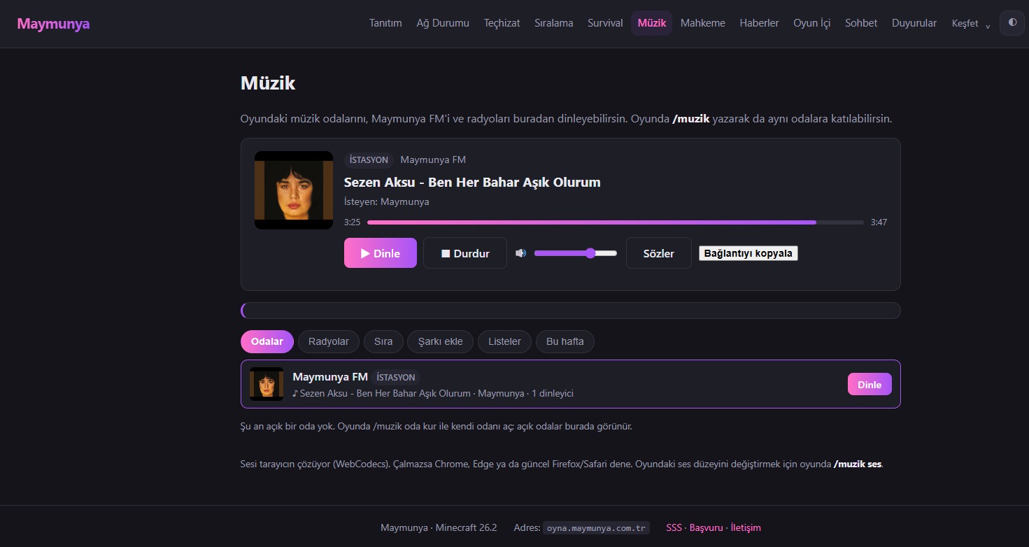 sitede müzik menüsü